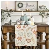 Artoid Mode Orange Pumpkins Fall Maple Leaves Fall Table Runner, Seasonal Autumn Kitchen Dining Table Decoration for Home Party Decor 13x72 Inch