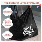 J.L. Childress Gate Check Bag for Single & Some Double Strollers - Travel Bag for Airplane, Fits Most Standard Baby Strollers, Airport Accessories Gate Check, Flying Essentials - Black