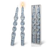 FLAMMUL Blue Floral Taper Candle Unscented Spiral Candlesticks Print Handmade Tapered Candles 10 Inch Twisted Candle for Home Wedding Dinner Party Decor Set of 2