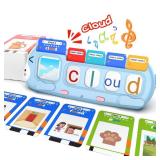 QuTZ Phonics Learning Toy for Preschool Kids Talking Flash Cards with Sound Machine, Word Blending & Math Games Educational Reading & Counting Activity Set 4-8