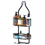 Kadolina Shower Caddy Hanging, Bathroom Shower Rack, Bathroom Organizer with Soap Dish, Over The Showerhead Caddy with Hooks for Razor/Sponge, Black [Patented]