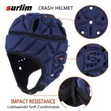 Surlim Soft Helmet for Flag Football Scrum Cap Soft Shell Helmet Rugby Headgear for Youth Adults (Navy Blue, Medium)