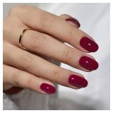 BTArtbox Press On Nails Short - Valentines Press on Nails Red Short Oval Nails Fake Nail with Nail Glue, Fit Perfectly, Reusable Stick On Nails in 16 Sizes, 30 Nail Kit, Grape