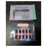 BTArtbox Press On Nails Short - Valentines Press on Nails Red Short Oval Nails Fake Nail with Nail Glue, Fit Perfectly, Reusable Stick On Nails in 16 Sizes, 30 Nail Kit, Grape