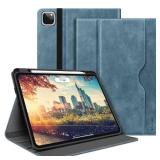H HOLIMET Case for iPad Pro 12.9 6th/5th/4th/3rd Generation 2022 2021 2020 2018 with Pencil Holder Pocket Folio Stand Cover Soft TPU Back Shockproof, Auto Sleep/Wake, Vegan Leather