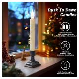 Meigic 5 pcs Sensor Dawn to Dusk Window Candles, Flickering Battery Candles for Windows, Ultra Bright Fake Candle Lights with Black Holders, Led Candlesticks for Xmas Home Decor, White Light