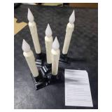 Meigic 5 pcs Sensor Dawn to Dusk Window Candles, Flickering Battery Candles for Windows, Ultra Bright Fake Candle Lights with Black Holders, Led Candlesticks for Xmas Home Decor, White Light