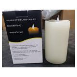 TECHLONG Flickering Flameless Candles with 3D Moving Flame, Last 1000+ Hours Battery Operated Candles with Timer, Ivory Real Wax Pillar Electric LED Candle for Wedding Christmas Party/3 x 5