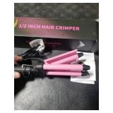 CIVEYA Mini Crimper for Short Hair 1/2 Inch, Small Crimper Hair Tool for Tight Beach Waves, 3 Barrel Waver with Argan Oil Infused, Easy to Use