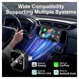 2026 Upgrade 3 in 1 Wireless Carplay Mirror Link Adapter for iPhone/Apple/Android Phone to Car Screen, Auto Connect, Dual 2.4/5GHz WiFi and Bluetooth 5.0, Wired to Wireless(for iPhone,1pc)