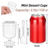 Youeon  Pack Mini Plastic Dessert Cups with Spoons, 5 Oz Clear Appetizer Goblet Dessert Cup, Small Shooter Cups for Desserts, Appetizers, Puddings, Mousse
