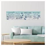 KLVOS 4 Panel Motivational Quote Canvas Wall Art Teal Blue Dandelion Picture Wooden Texture Poster Print on Canvas Modern Home Kitchen Bedroom Bathroom Wall Decor Framed Ready to Hang