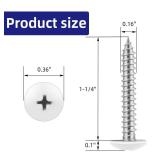 Etauwe #8 x 1-1/4 Wood Screws, Alloy Steel Truss Head Self Tapping Screws, White Head, Full Thread, Screwdriver Bit Included