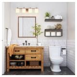 QEEIG Bathroom Shelves Over Toilet - Wall Mounted Floating Shelves Toilet Paper Storage Small Farmhouse Decor Shelf 16 inch Set of 2, Grey (019-GY2)