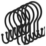 Double Shower Curtain Hooks Rings, Rustproof Metal Shower Hooks for Shower Curtain,Glide Smoothly Double Shower Rings for Curtain,Shower Curtain Hangers Rings for Bathroom Shower Rod(Black)