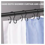 Double Shower Curtain Hooks Rings, Rustproof Metal Shower Hooks for Shower Curtain,Glide Smoothly Double Shower Rings for Curtain,Shower Curtain Hangers Rings for Bathroom Shower Rod(Black)