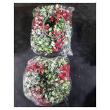 9 Mini Christmas Wreaths for Kitchen Cabinet Small Christmas Candle Rings Eucalyptus Wreath Pillar Candle Rings Table Centerpieces Hanging Garlands for Front Door Window Decor (Red Berry)