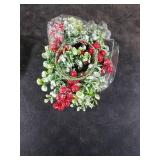 9 Mini Christmas Wreaths for Kitchen Cabinet Small Christmas Candle Rings Eucalyptus Wreath Pillar Candle Rings Table Centerpieces Hanging Garlands for Front Door Window Decor (Red Berry)