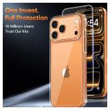 TAURI for iPhone 17 Pro Max Case, Full Camera Protection with Screen Protector, Anti-Yellowing Military-Grade Protection Shockproof Slim Phone Case for iPhone 17 ProMax, Clear