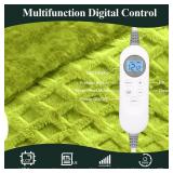 Eastsora Heated Blanket Electric Throw, Waffle Heating Blanket with 12 Heat Levels, Fast Heating Blanket with 1-12 Timer Settings, Overheat Protection with ETL & FCC for Home Office -Tender Green