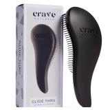 Crave Naturals Glide Thru Detangling Brush, Detangler Brush for Curly, Straight, Wet and Dry Hair Comb for Adults and Kids, Hair Accessories for Women, Black