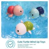 LiKee Bath Toys 3 Pack with 3 Colors | Cute Swimming Turtles Wind Up Toys for Baby Toddlers 1+ Years Old | Floating Bath & Pool Toys for Kids Age 1-3-5 | Baby Shower & Birthday Gift (Boys Girls)