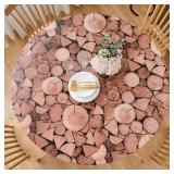 Pioggia Round Vinyl Fitted Tablecloth with Flannel Backing Elastic Table Cloth Waterproof Oil-Proof Plastic Table Cover Best for 37-44 Round