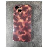 Reezaddin Aesthetic Tortoise Shell Phone Case for iPhone 14 6.1in,Retro Cool Girl Leopard Print Brown Amber Trendy Full Camera Protective Cover for iPhone 14 6.1