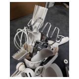 Umite Chef Silicone Kitchen Utensil Set, 34PCS Heat Resistant Kitchen Gadgets and Tools With Grater, Cream White Wood Handles for Nonstick Cookware