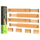ANTOWIN Bamboo Drawer Dividers Organizers, Drawer Separators Splitter,17-22 inches Long Adjustable Spring-loaded Organizer for Large Utensil, Clothes, Tools Drawers(yellow)