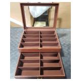 AUTOARK Leather & Velvet Clear Lid 16 Piece Eyeglasses Storage and Sunglass Glasses Display Drawer Lockable Case Organizer,Coffee,AW-173