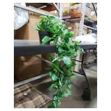 LOYWREE Small Fake Hanging Plant Artificial Potted Plants for Indoor Outdoor Aesthetic - 39in Realistic Faux Hanging Pothos with Ivy Vine for Shelf Decor in Home Office Gardens Greenery (Black Pot)