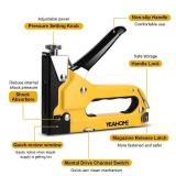 Upholstery Staple Gun Heavy Duty, YEAHOME 4-in-1 Stapler Gun with 4000 Staples, Manual Brad Nailer Power Adjustment Stapler Gun for Wood, Crafts, Carpentry, Decoration DIY