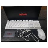 RedThunder K10 Wireless Gaming Keyboard and Mouse Combo, RGB Backlit Rechargeable 3800mAh Battery, Mechanical Feel Anti-ghosting Keyboard + 7D 3200DPI Mice for PC Gamer(White Pudding)