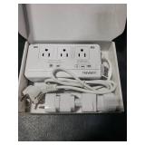 2000W Voltage Converter US to Europe, 220V to 110V Converter for European Travel, Power Adapter for Hair Dryer, European Travel Plug Adapter with 3 AC 2 USBC 2 USBA Ports (White)