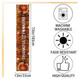 Friendsgiving Table Runner Friendsgiving Tablecloth 13x72in Long Linen Fall Turkey Maple Leaves Pumpkin Thankful for You Runners for Indoor Outdoor Home Happy Thanksgiving Party Table Decorations