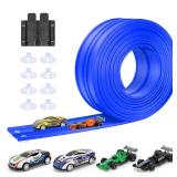 KETIEE Flex Tracks 16Ft for Kids: Flexible Race Car Ramp Track with 4 Small Racecars and 8 Suction Cups Compatible with Diecast 1/64th Cars, Rolls Up Portable Racetrack for Ages 3 & Up