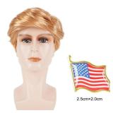 GenmeiFBH Funny Celebrity Wig - Presidential Candidate Donald Trump Wig Set, Including Flag Pin, Perfect for Halloween