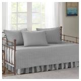 Comfort Spaces Daybed Cover - Luxe Double Sided-Quilting, All Season Cozy Bedding with Bedskirt, Matching Shams, Kienna Grey 75x39 5 Piece,100% Microfiber