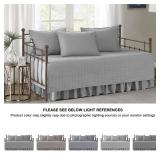 Comfort Spaces Daybed Cover - Luxe Double Sided-Quilting, All Season Cozy Bedding with Bedskirt, Matching Shams, Kienna Grey 75x39 5 Piece,100% Microfiber