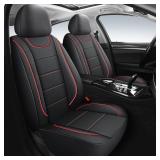 HChengkikz Car Seat Covers, Quilting Leather Seat Cover Two Front Seats, Waterproof Faux Leather Automotive Seat Covers for Cars,Universal Car Interior Fit for Suvs,Trucks, Airbag Compatible (2PCS,N4)