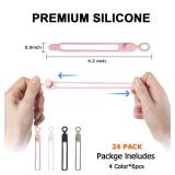 Nearockle 24Pcs Silicone Cable Straps Cord Organizer for Bundling Earphone, Phone Charger, Computer Cords, Reusable Cable Ties Wire Organizer in Home,Office,Kitchen,School (4 Colors)