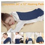 Deepsoon Heating Pad,Electric Heating Pads for Back,Neck,Abdomen,Moist Heating Pad for Shoulder,Knee,Arms,Legs,Dry/Moist Heat & Auto Shut Off,Christmas Gifts for Men and Women,Navy Blue,24x12 Inch