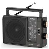 PRUNUS J03 AM FM Radio Portable Plug in Wall or AA Battery Operated for Home/Outdoor, Large Speaker Excellent Sound, Excellent Reception 19.5 ant, Large Tuning Knobs,Gifts for Seniors. MISSING POWER C
