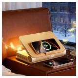 Vivilumens Sunrise Alarm Clock with Wireless Charging Station Bluetooth Speaker Loud for Heavy Sleepers Adults Aesthetic Book Wake Up Light for Bedroom Decor Dimmable Bedside Lamp Tech Birthday Gift