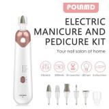 Professional Manicure Pedicure Kit, Electric Nail File Set, Cordless Electric Nail Drill Machine, 5 Speeds Hand Foot Care Tool for Nail Grind Trim Polish(White)