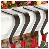 Christmas Stocking Holders for Mantle Set 4, Non-Slip & Scratch-Free Stocking Holder for Fireplace Christmas Decorations, Upgrade Lightweight Mantle Stockings Hangers Hooks for Xmas Decor