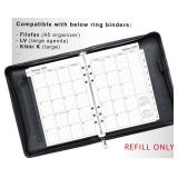 newestor 2026 Monthly Planner Refills for A5 6-Ring Binder, Two Pages Per Month, Jan 2026 to Dec 2026, A5 Size, 6-Hole Punched