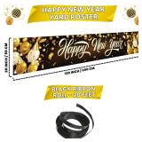 KatchOn, XtraLarge Gold Happy New Year Yard Banner 120x20 Inch, Happy New Year Yard Banner Sign for Happy New Years Decorations | New Years Eve Party Supplies | NYE Decorations