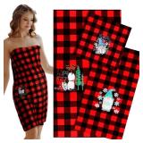 SmoothNovelty 3 Pcs Christmas Gnome Bath Towel Sets Large Red Black Buffalo Plaid Checkered Bath Hand and Facial Towels for Bathroom Absorbent Snowman Snowflake Embroidered for Home Xmas Gift